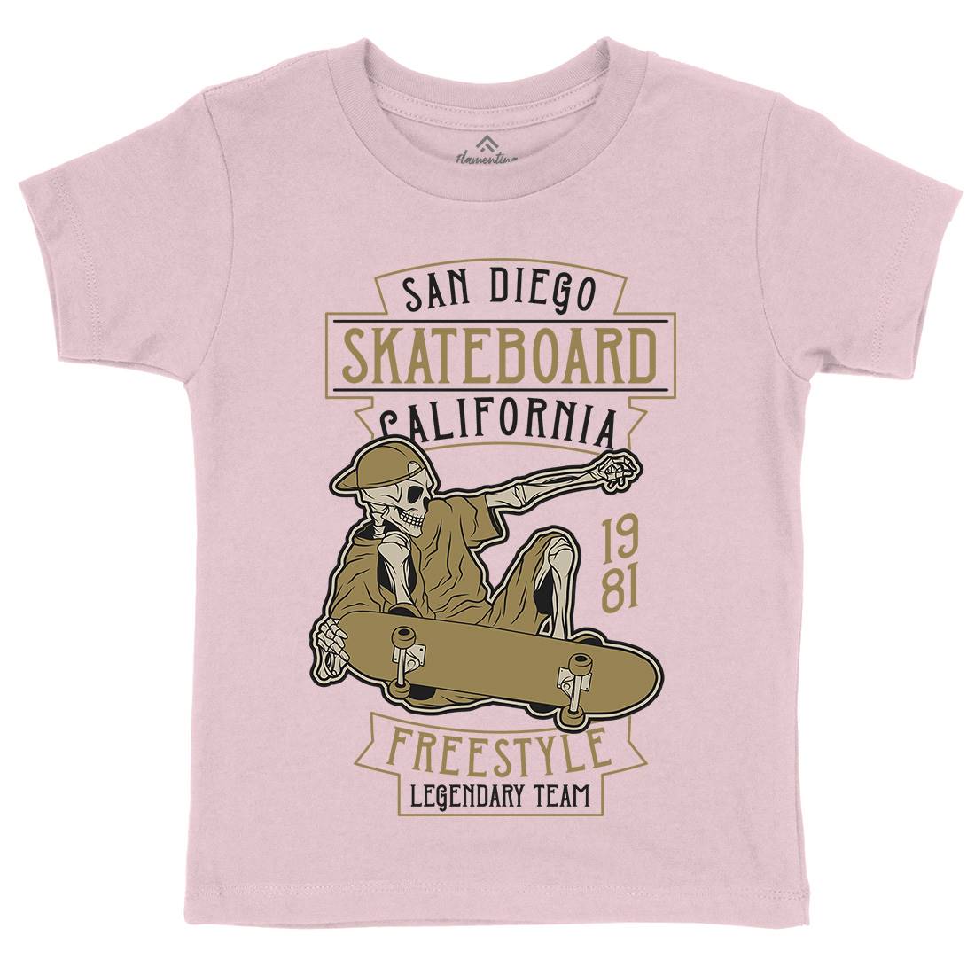 Skateboard Freestyle Kids Organic Crew Neck T-Shirt Skate D974