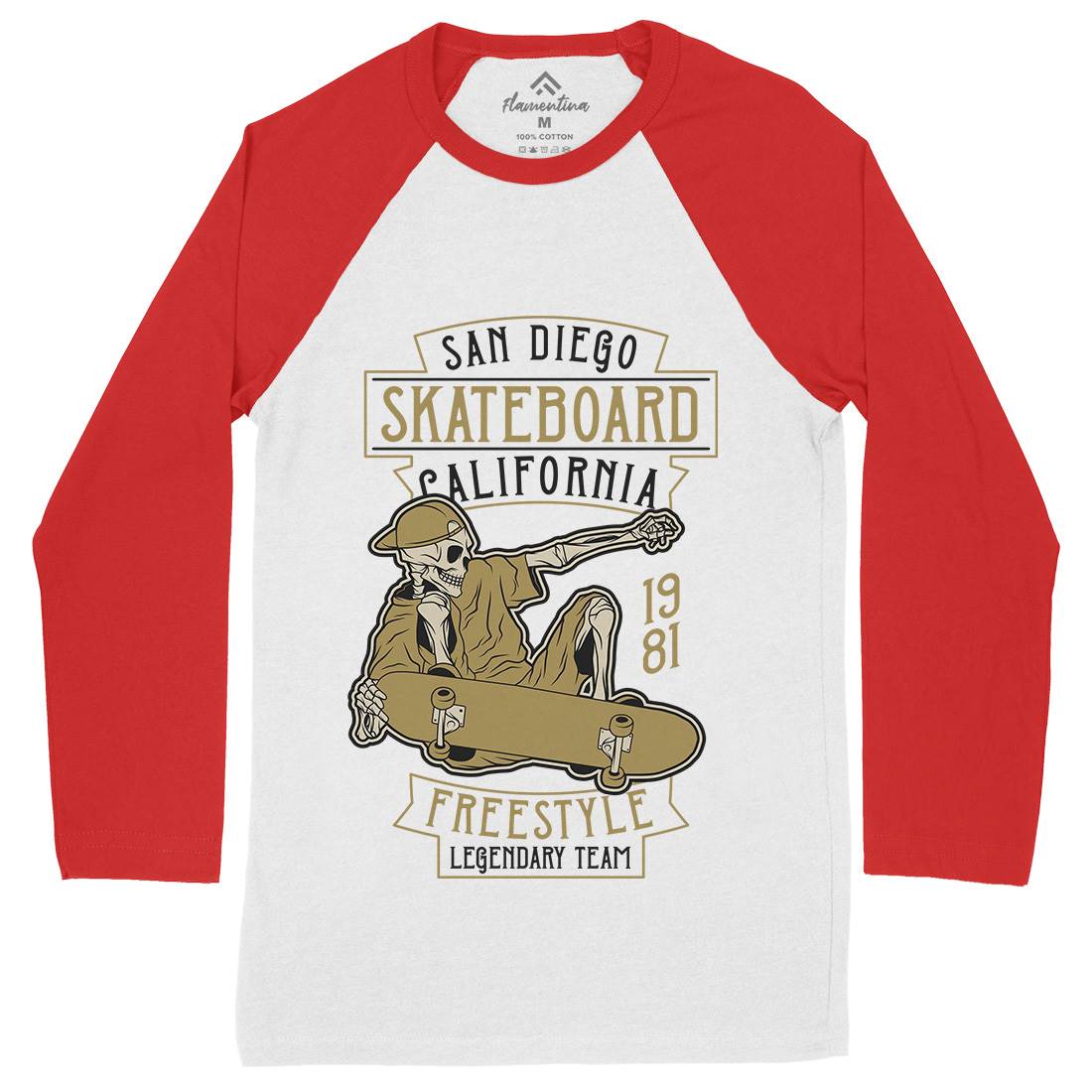 Skateboard Freestyle Mens Long Sleeve Baseball T-Shirt Skate D974