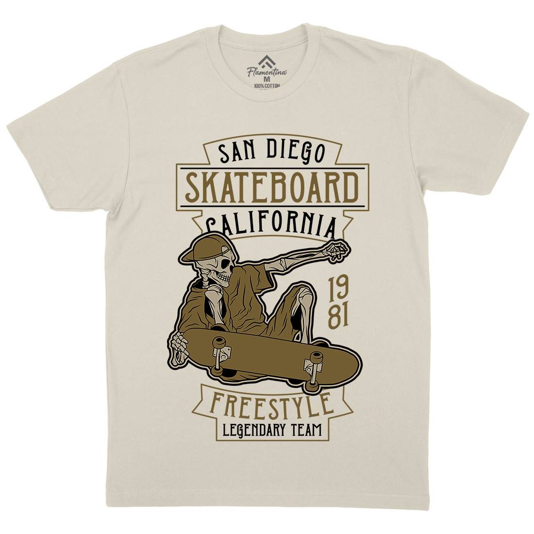 Skateboard Freestyle Mens Organic Crew Neck T-Shirt Skate D974
