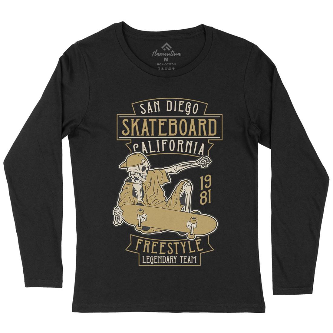 Skateboard Freestyle Womens Long Sleeve T-Shirt Skate D974