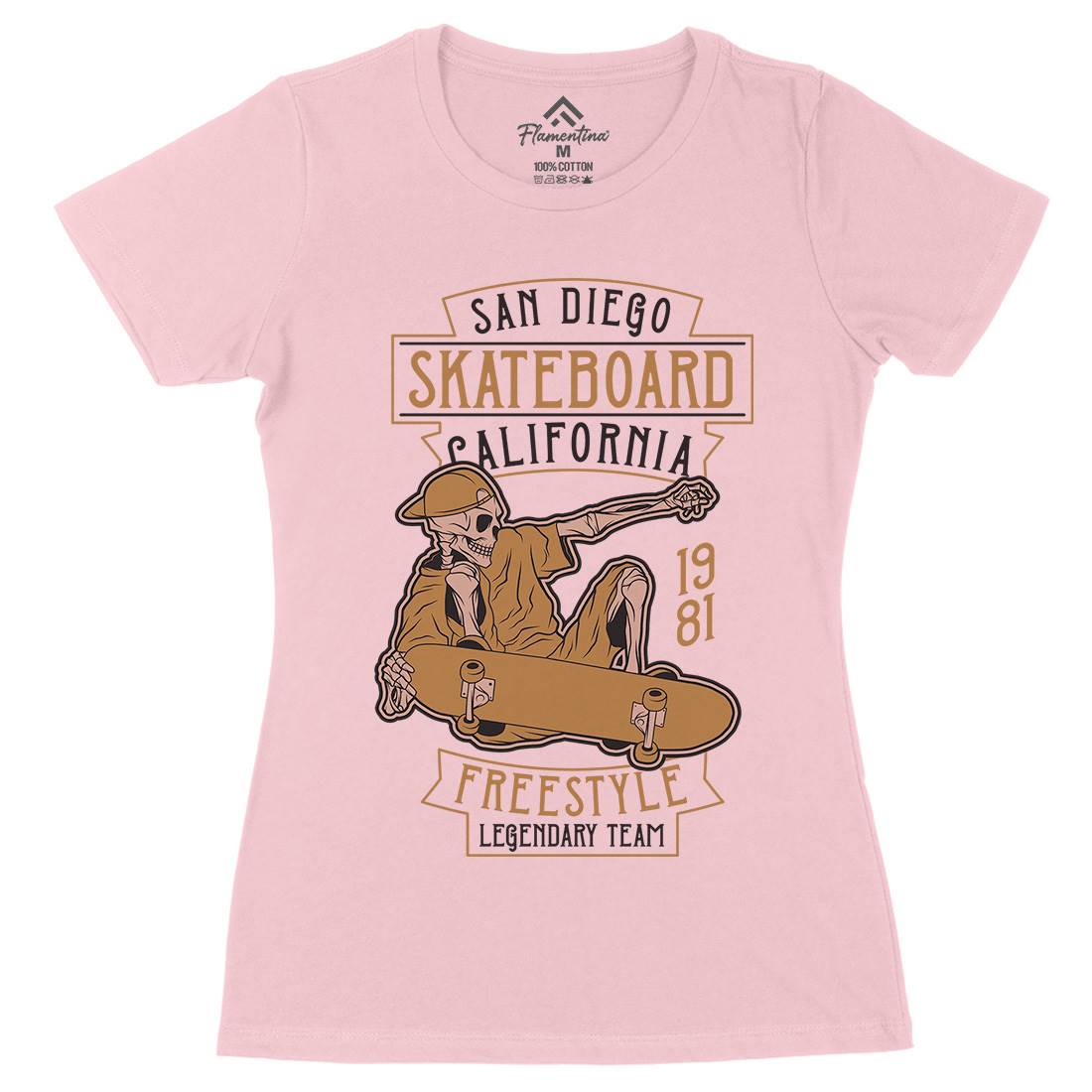 Skateboard Freestyle Womens Organic Crew Neck T-Shirt Skate D974