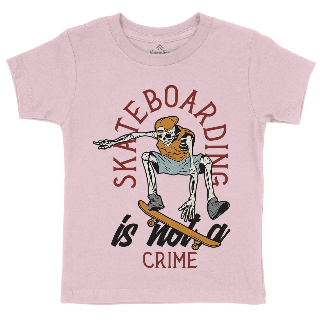 Skateboarding Crime Kids Crew Neck T-Shirt Skate D975