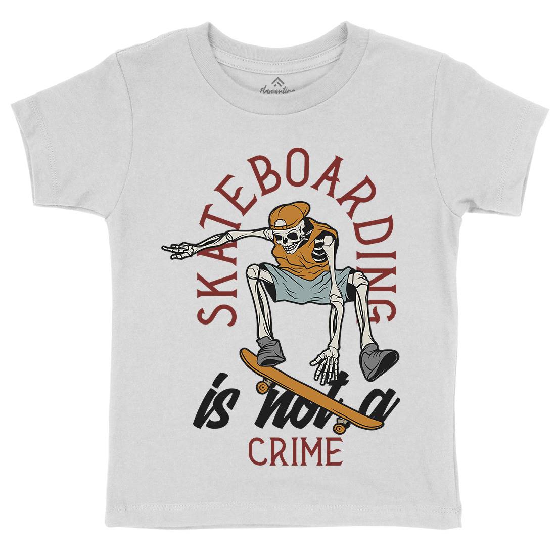 Skateboarding Crime Kids Organic Crew Neck T-Shirt Skate D975