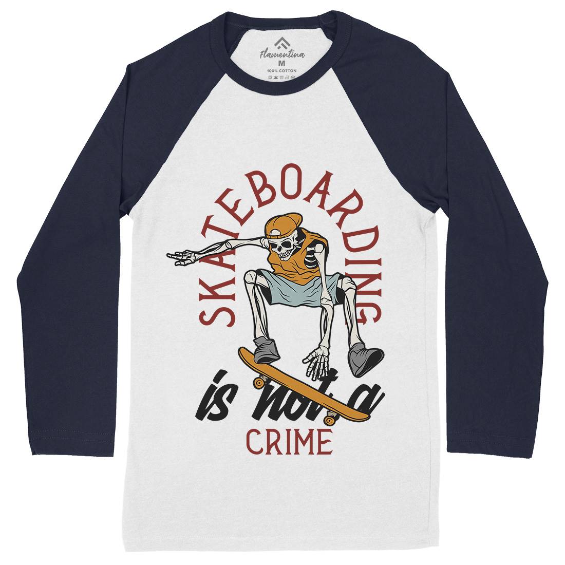 Skateboarding Crime Mens Long Sleeve Baseball T-Shirt Skate D975