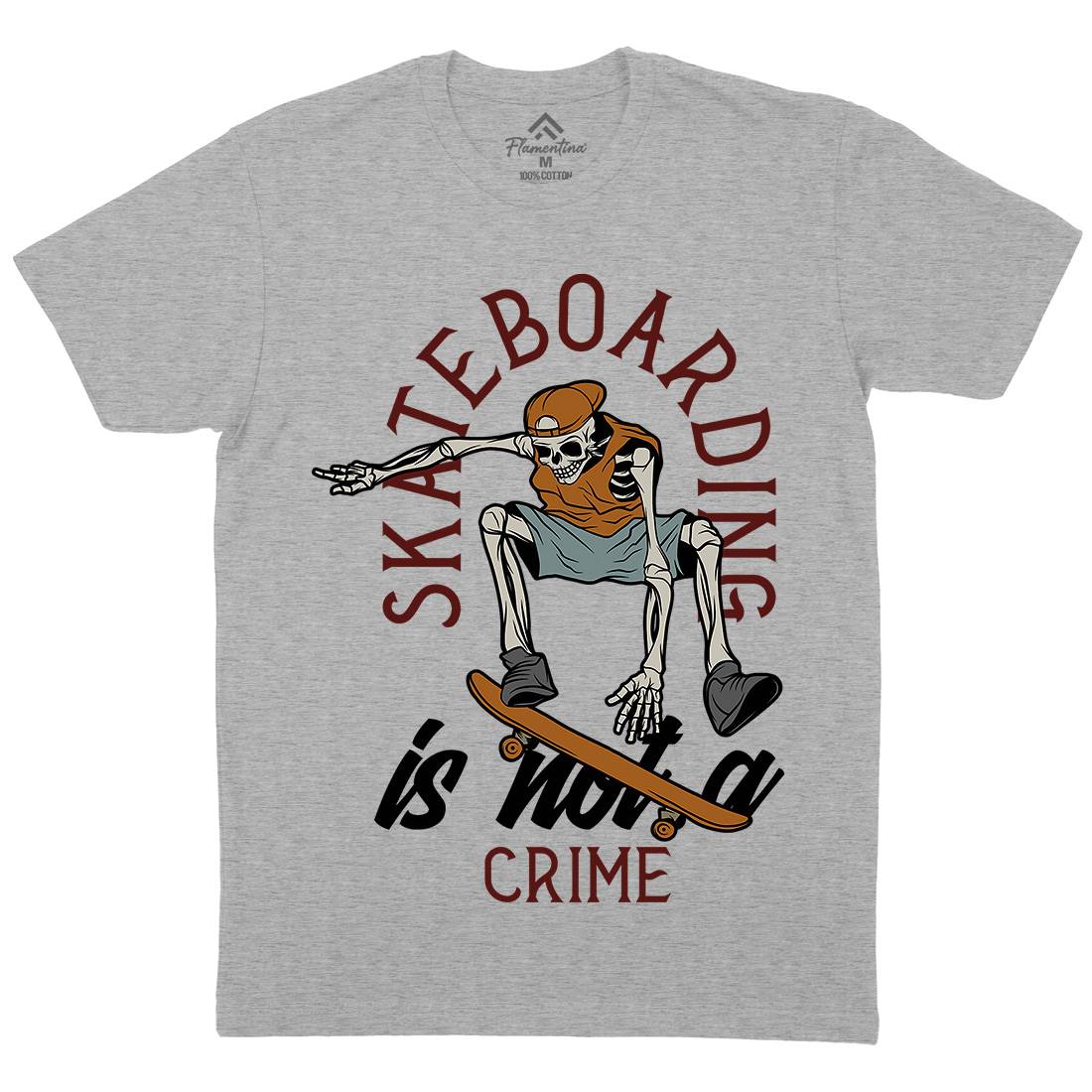 Skateboarding Crime Mens Organic Crew Neck T-Shirt Skate D975