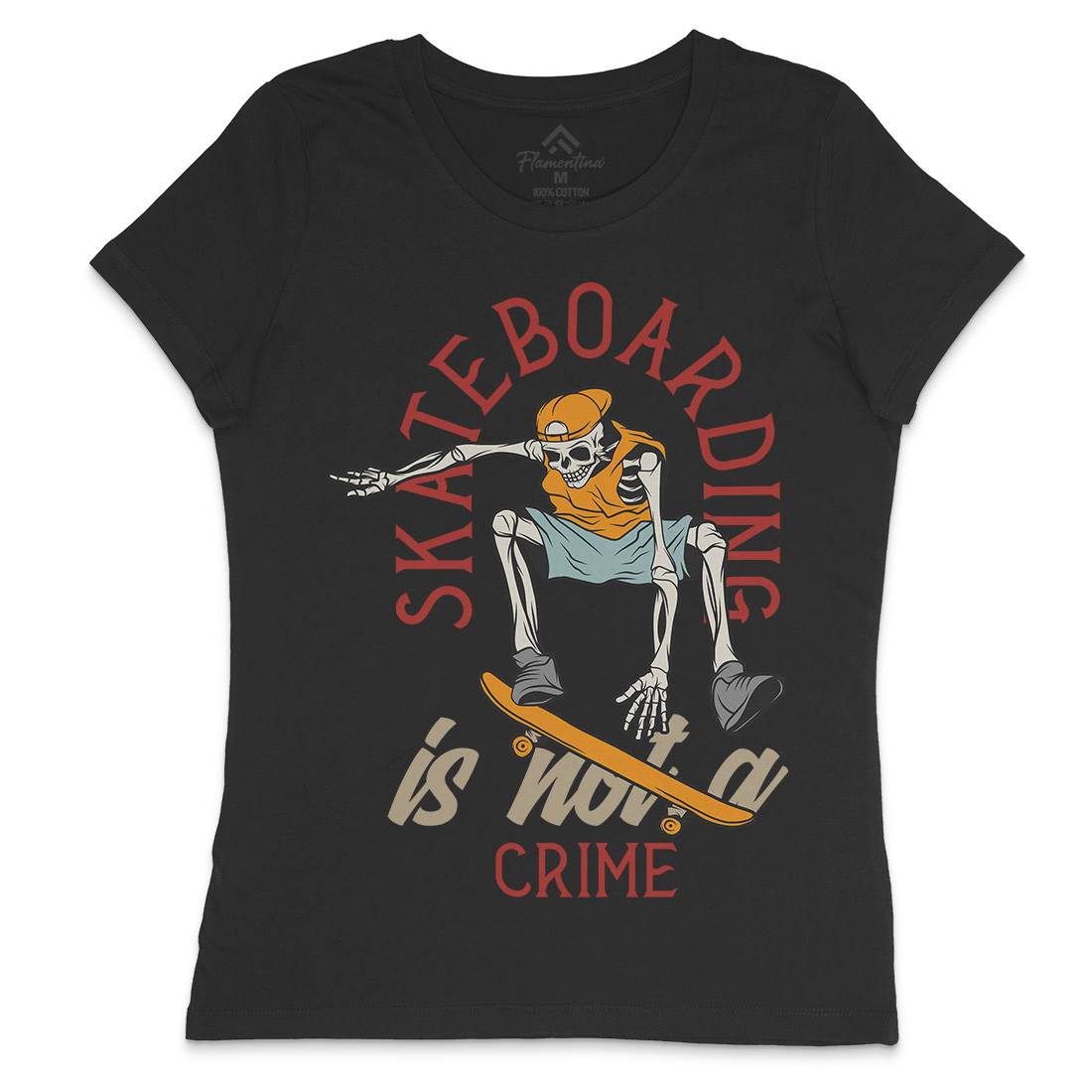 Skateboarding Crime Womens Crew Neck T-Shirt Skate D975