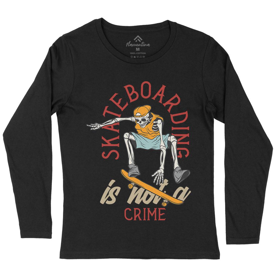 Skateboarding Crime Womens Long Sleeve T-Shirt Skate D975