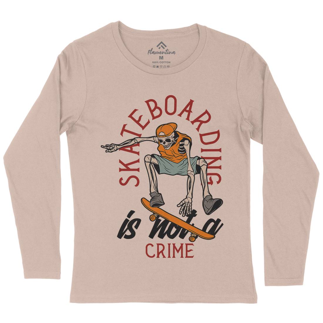 Skateboarding Crime Womens Long Sleeve T-Shirt Skate D975