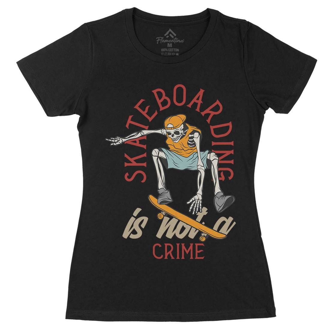 Skateboarding Crime Womens Organic Crew Neck T-Shirt Skate D975