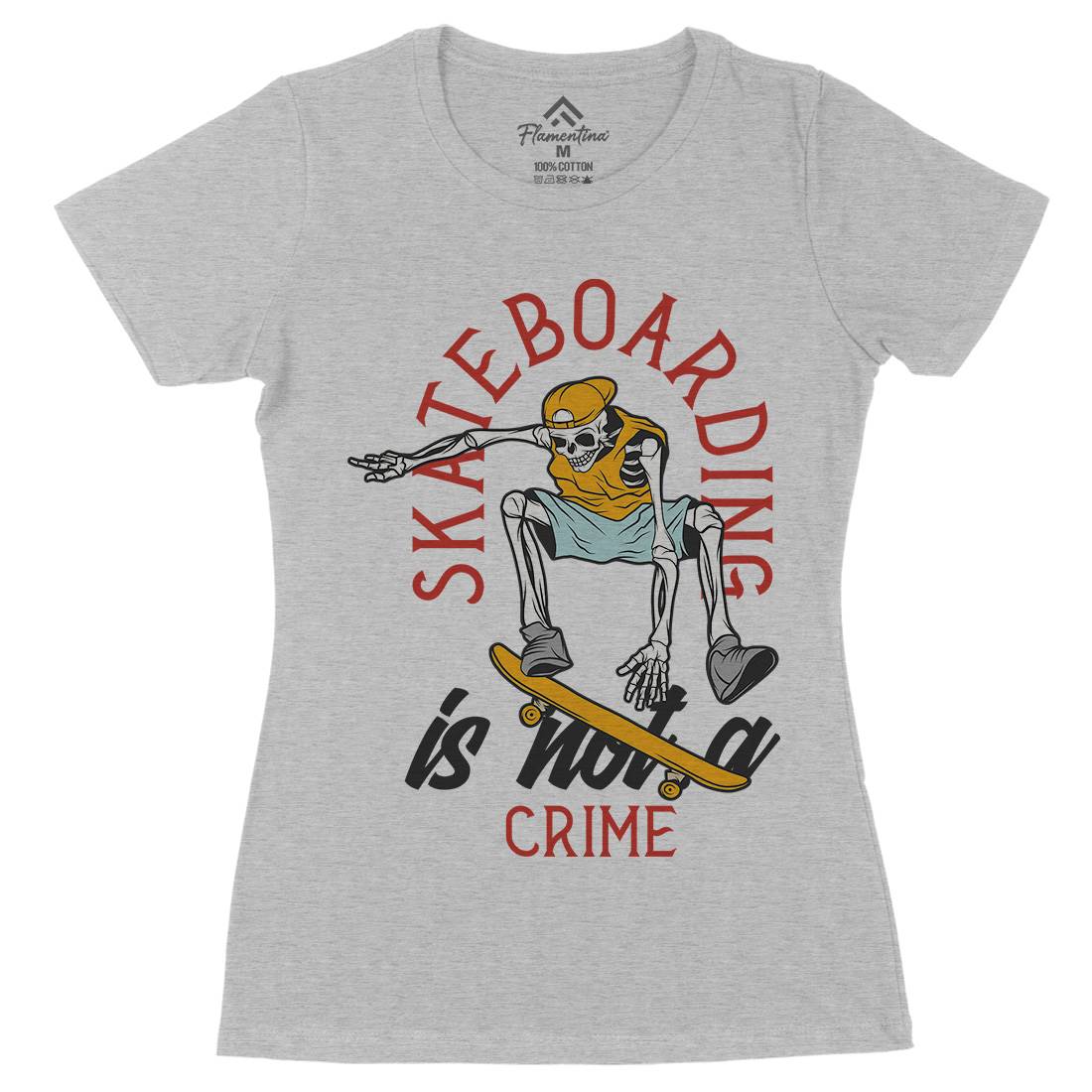 Skateboarding Crime Womens Organic Crew Neck T-Shirt Skate D975