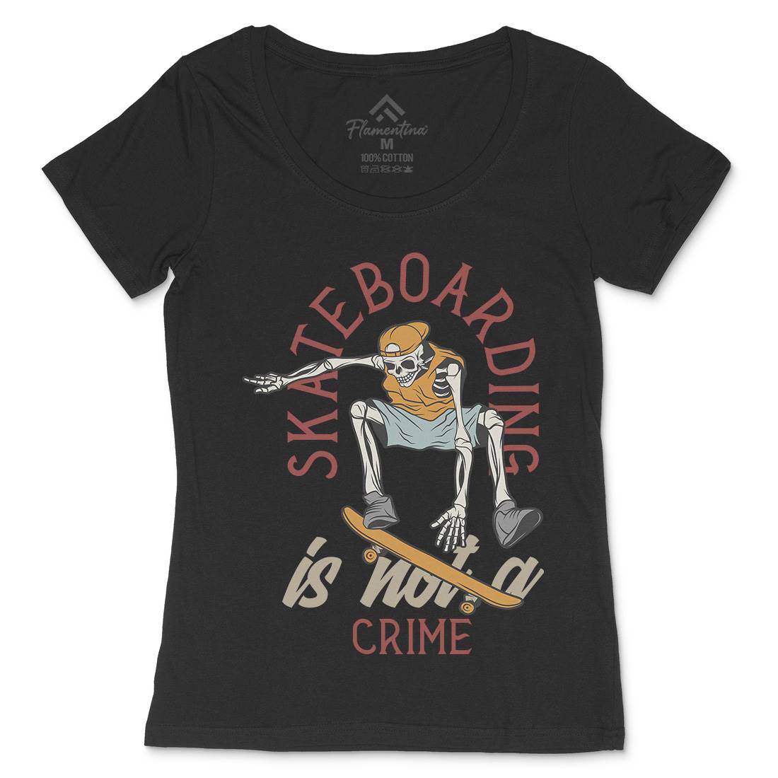 Skateboarding Crime Womens Scoop Neck T-Shirt Skate D975