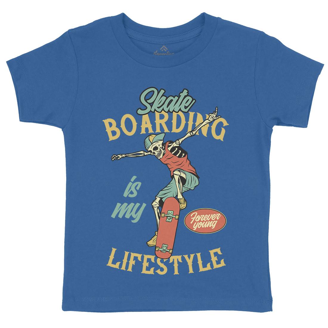 Skateboarding Lifestyle Kids Organic Crew Neck T-Shirt Skate D976
