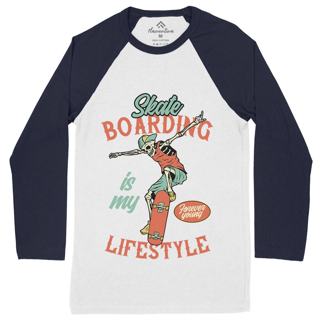 Skateboarding Lifestyle Mens Long Sleeve Baseball T-Shirt Skate D976