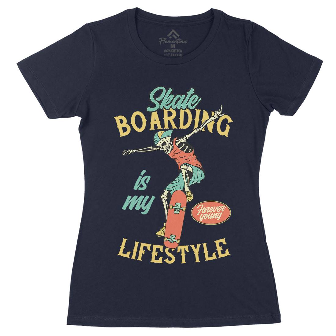 Skateboarding Lifestyle Womens Organic Crew Neck T-Shirt Skate D976