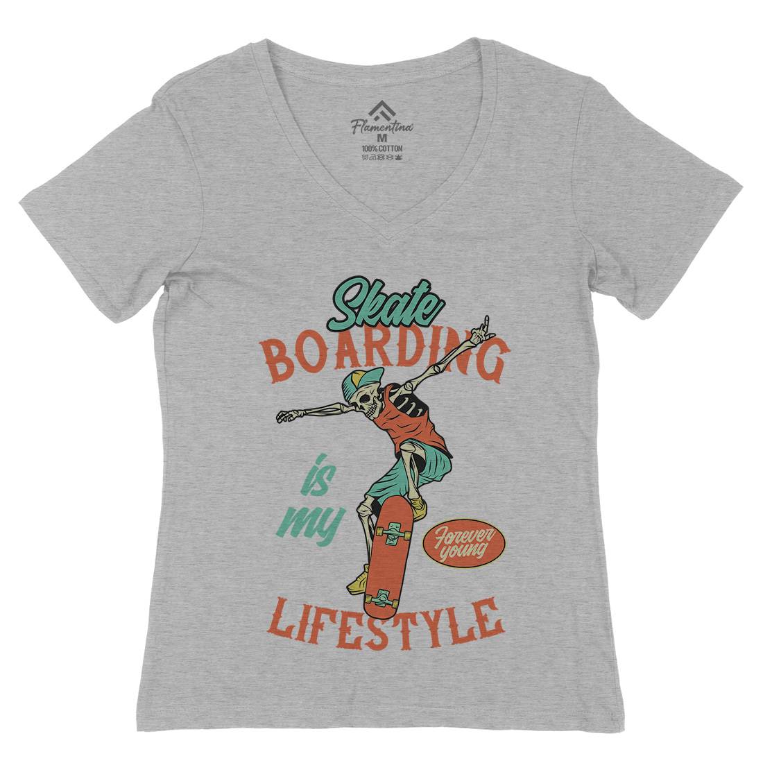 Skateboarding Lifestyle Womens Organic V-Neck T-Shirt Skate D976