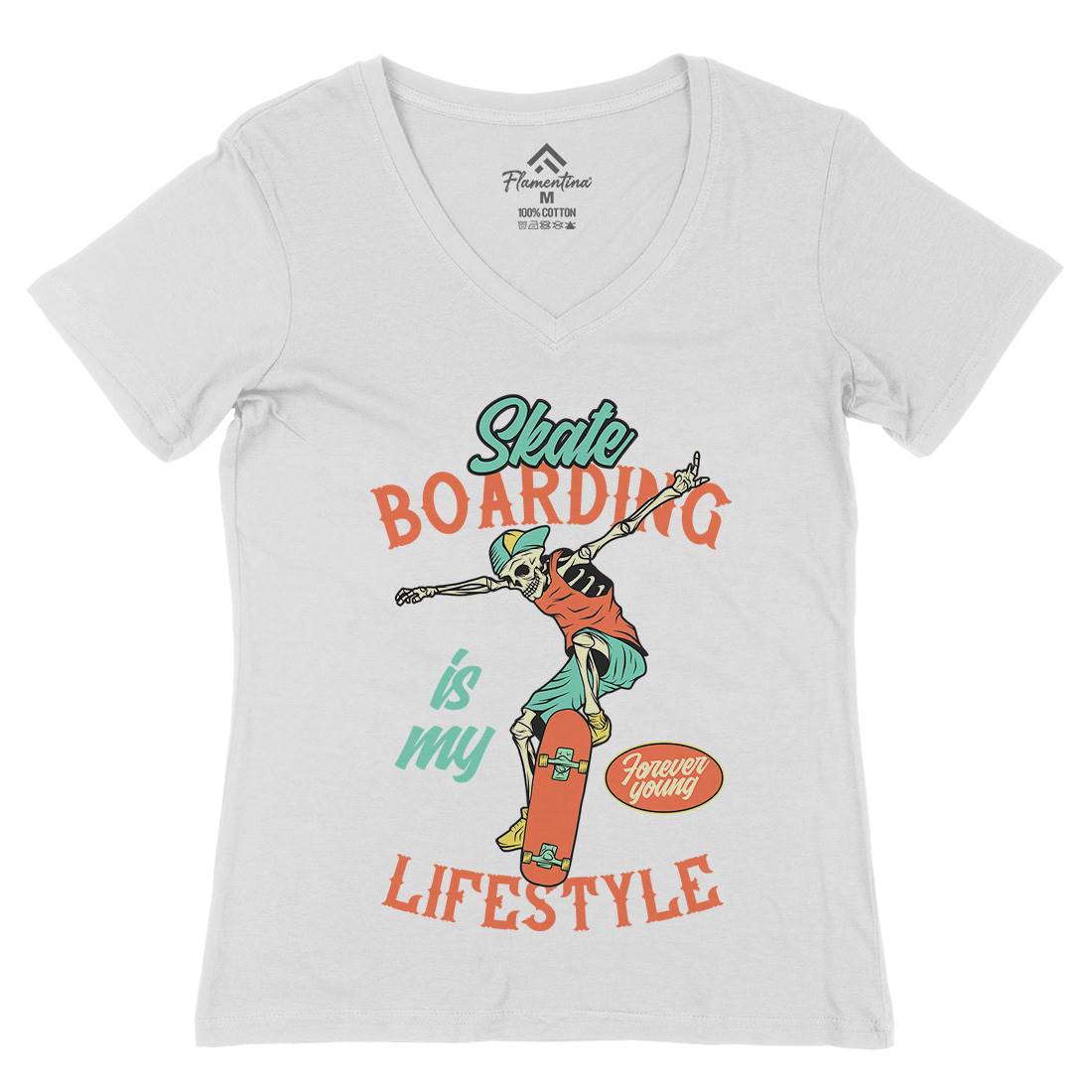 Skateboarding Lifestyle Womens Organic V-Neck T-Shirt Skate D976