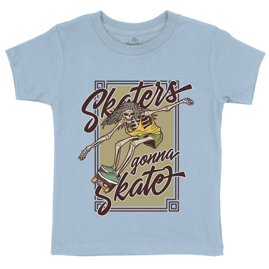 Skaters Gonna Kids Organic Crew Neck T-Shirt Skate D977
