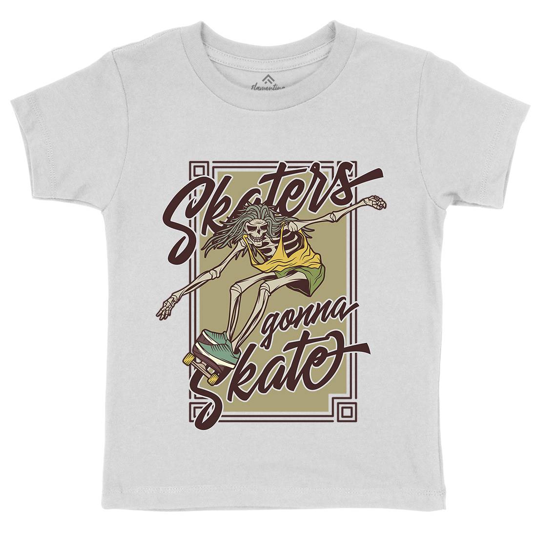 Skaters Gonna Kids Organic Crew Neck T-Shirt Skate D977
