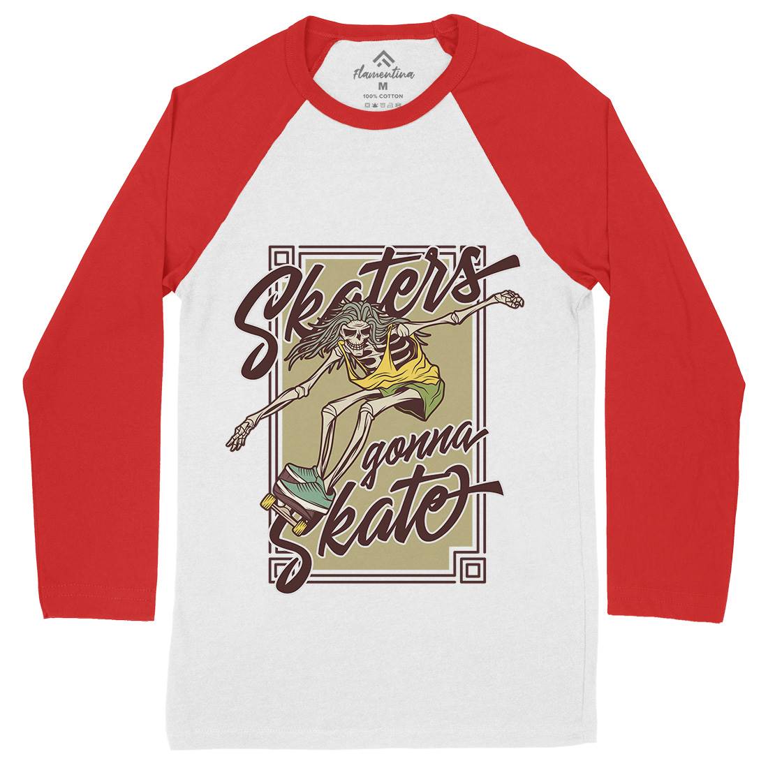 Skaters Gonna Mens Long Sleeve Baseball T-Shirt Skate D977