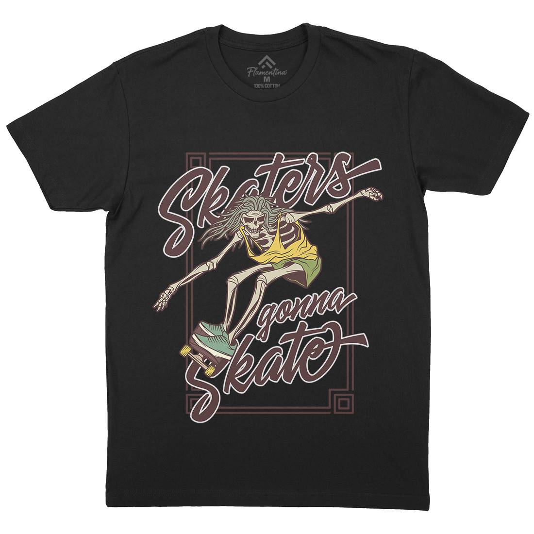 Skaters Gonna Mens Organic Crew Neck T-Shirt Skate D977