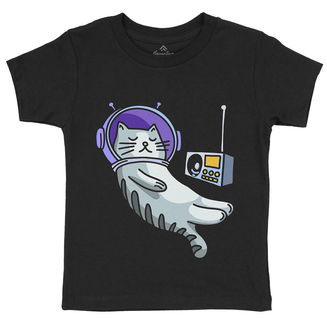 Cat Radio Kids Organic Crew Neck T-Shirt Space D979