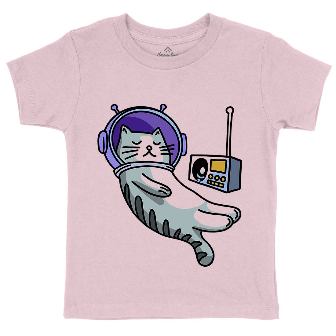 Cat Radio Kids Crew Neck T-Shirt Space D979