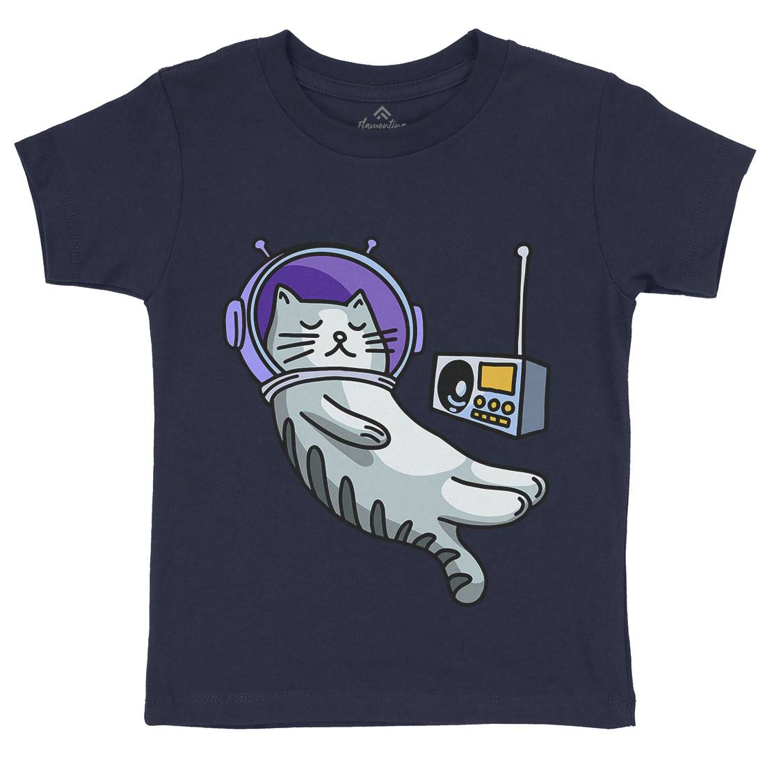 Cat Radio Kids Crew Neck T-Shirt Space D979