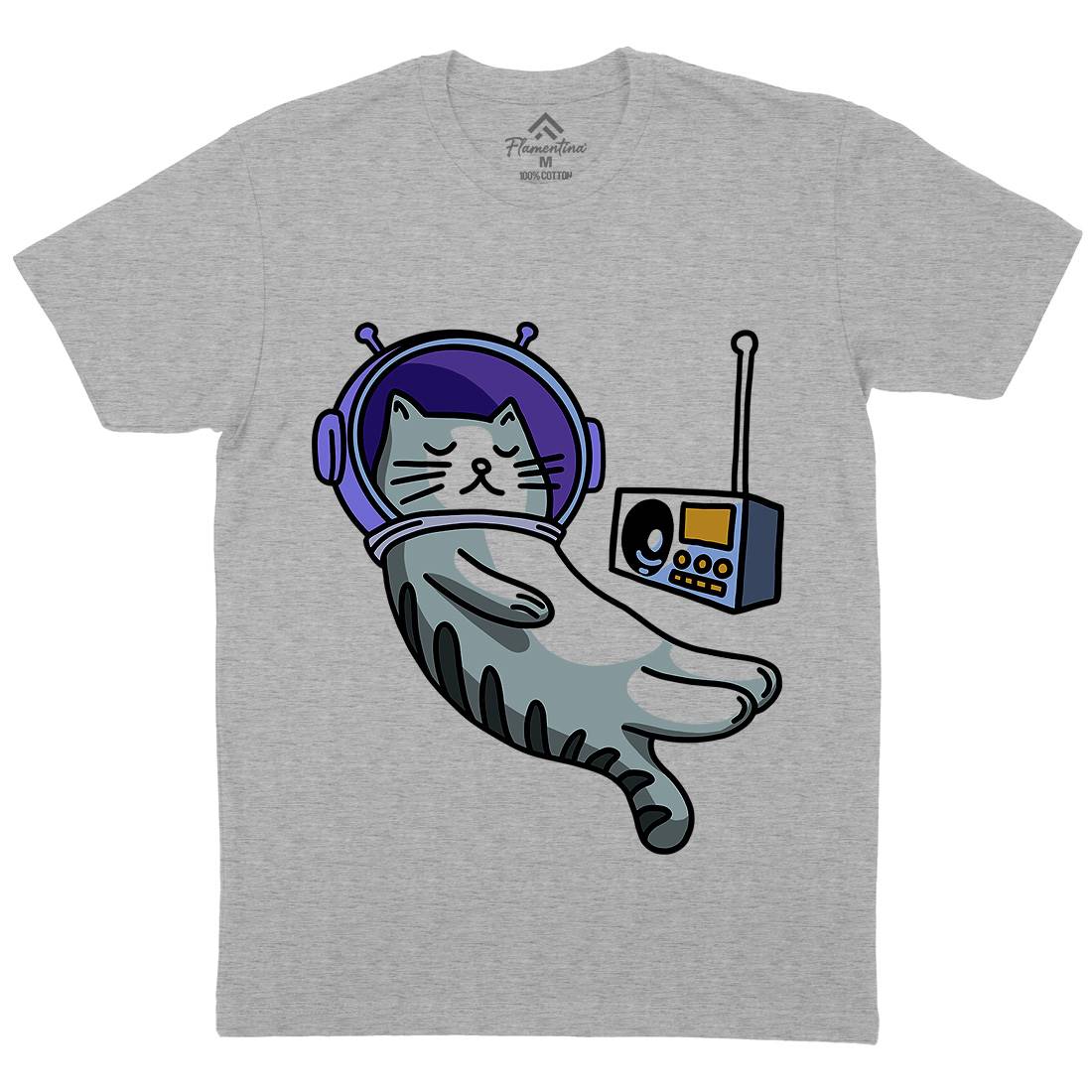 Cat Radio Mens Organic Crew Neck T-Shirt Space D979