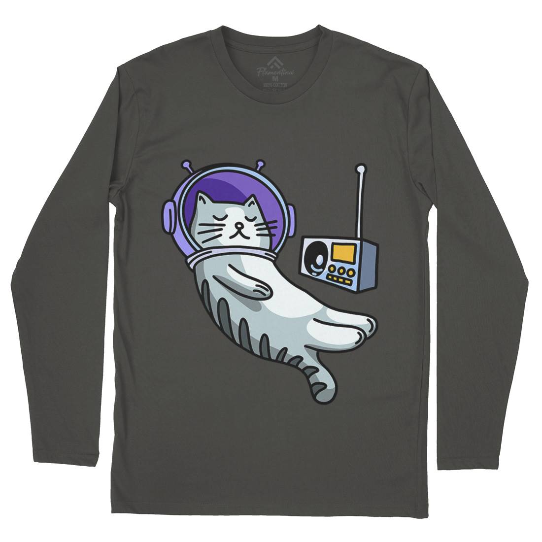 Cat Radio Mens Long Sleeve T-Shirt Space D979