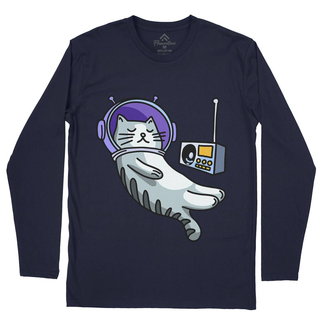 Cat Radio Mens Long Sleeve T-Shirt Space D979