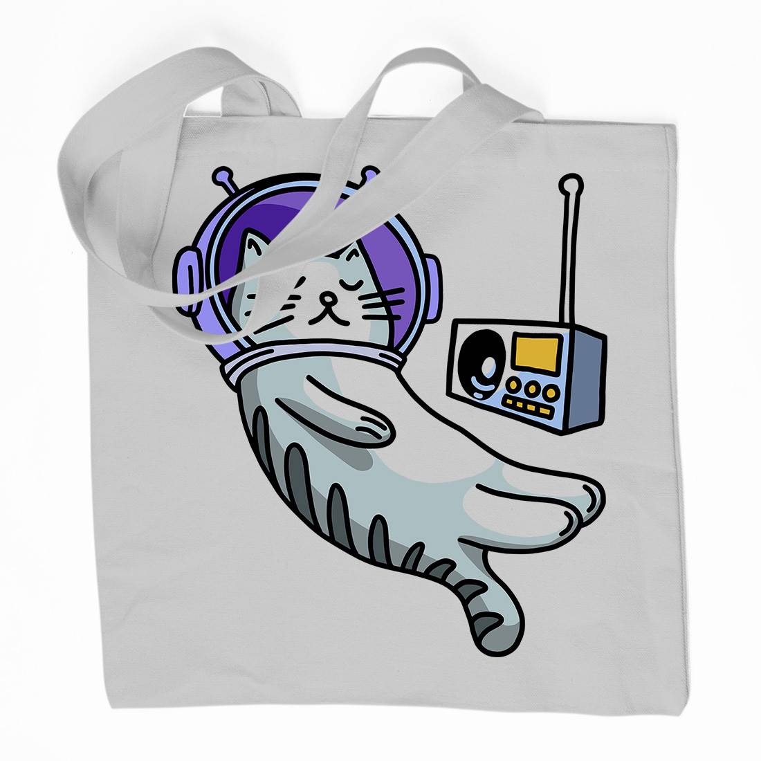 Cat Radio Organic Premium Cotton Tote Bag Space D979