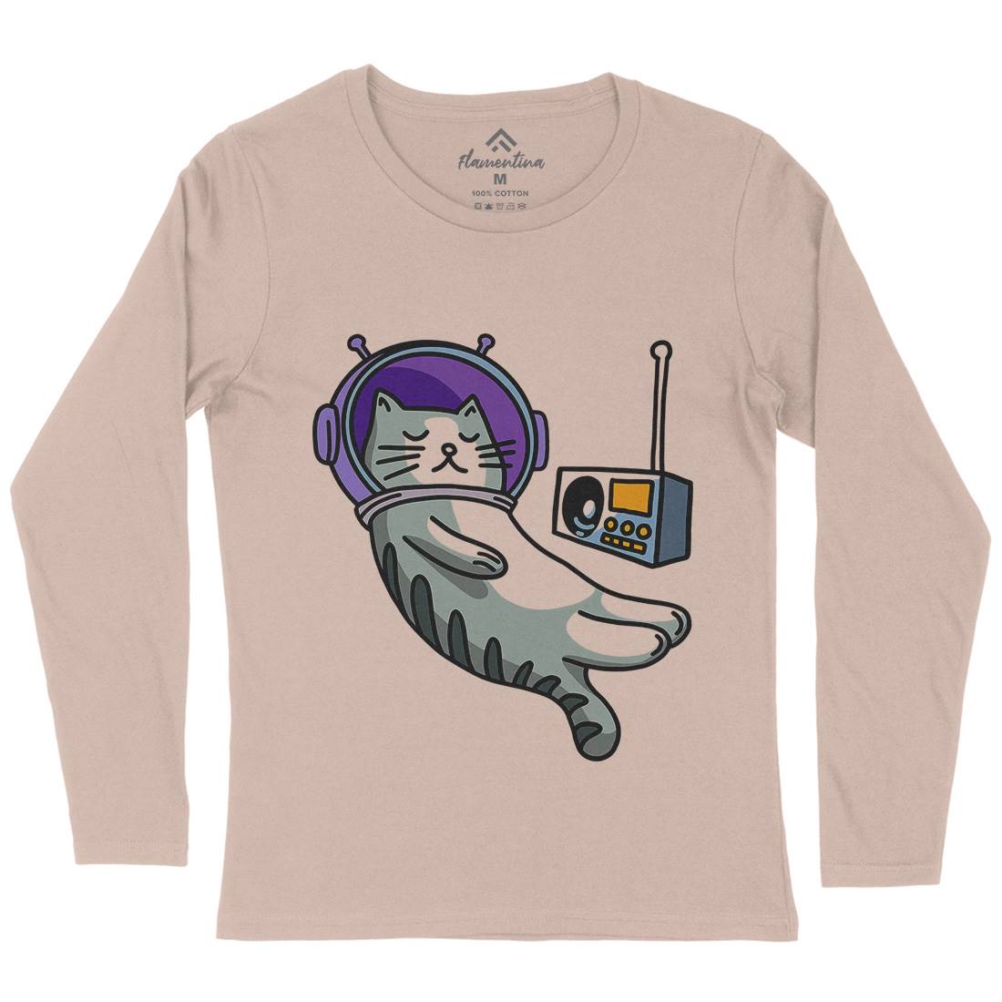 Cat Radio Womens Long Sleeve T-Shirt Space D979
