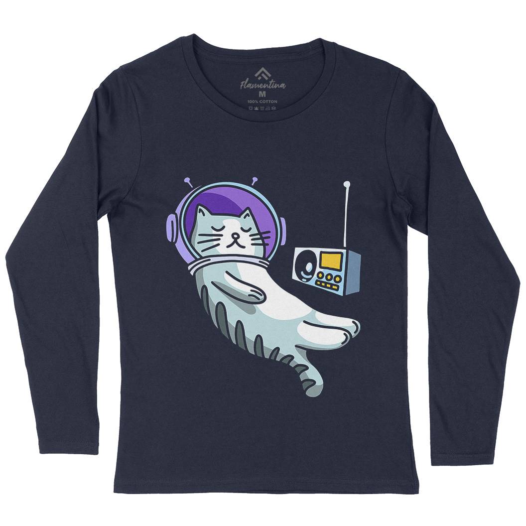 Cat Radio Womens Long Sleeve T-Shirt Space D979
