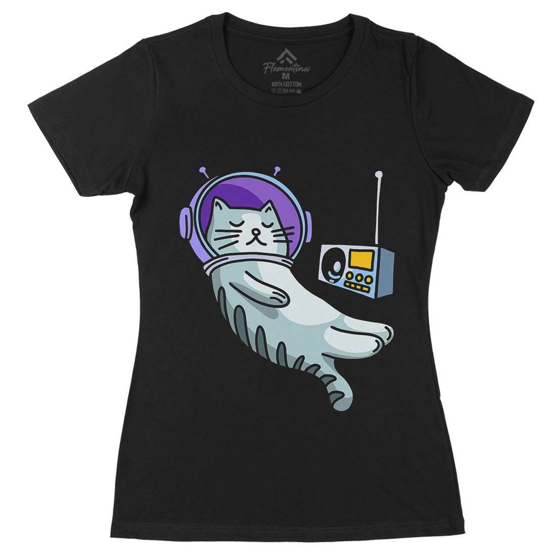 Cat Radio Womens Organic Crew Neck T-Shirt Space D979