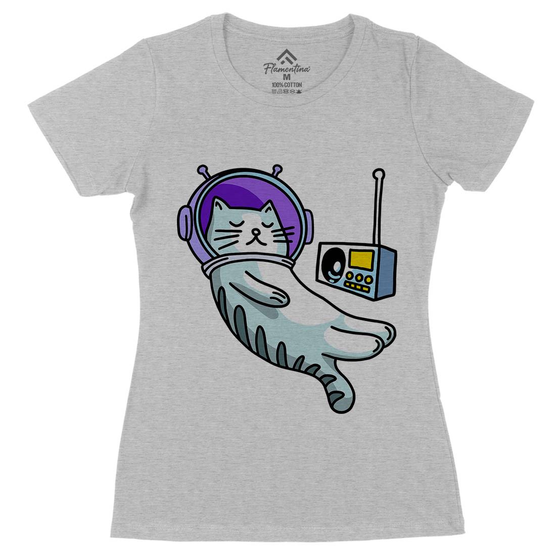 Cat Radio Womens Organic Crew Neck T-Shirt Space D979