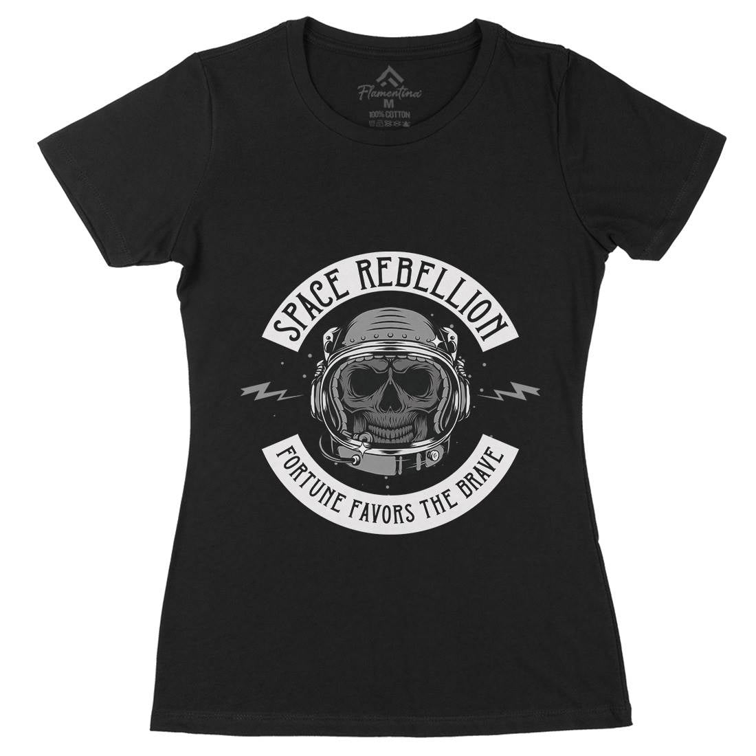 Rebellion Womens Organic Crew Neck T-Shirt Space D981