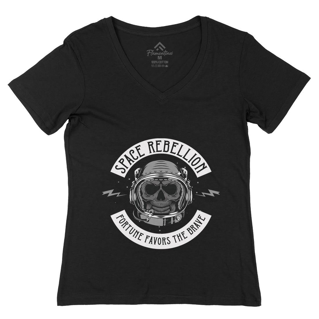 Rebellion Womens Organic V-Neck T-Shirt Space D981