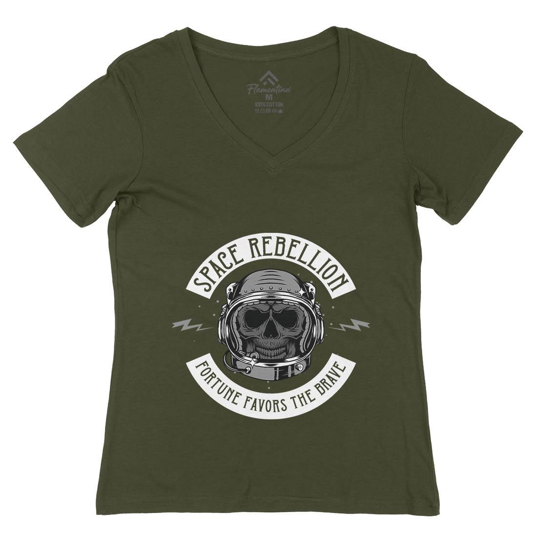 Rebellion Womens Organic V-Neck T-Shirt Space D981
