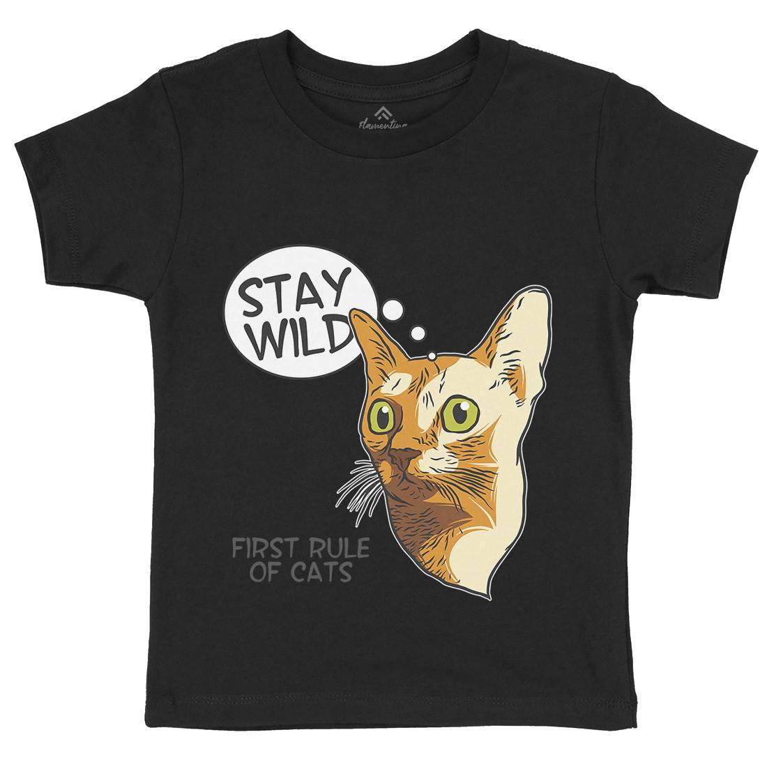Stay Wild Cat Kids Organic Crew Neck T-Shirt Animals D983