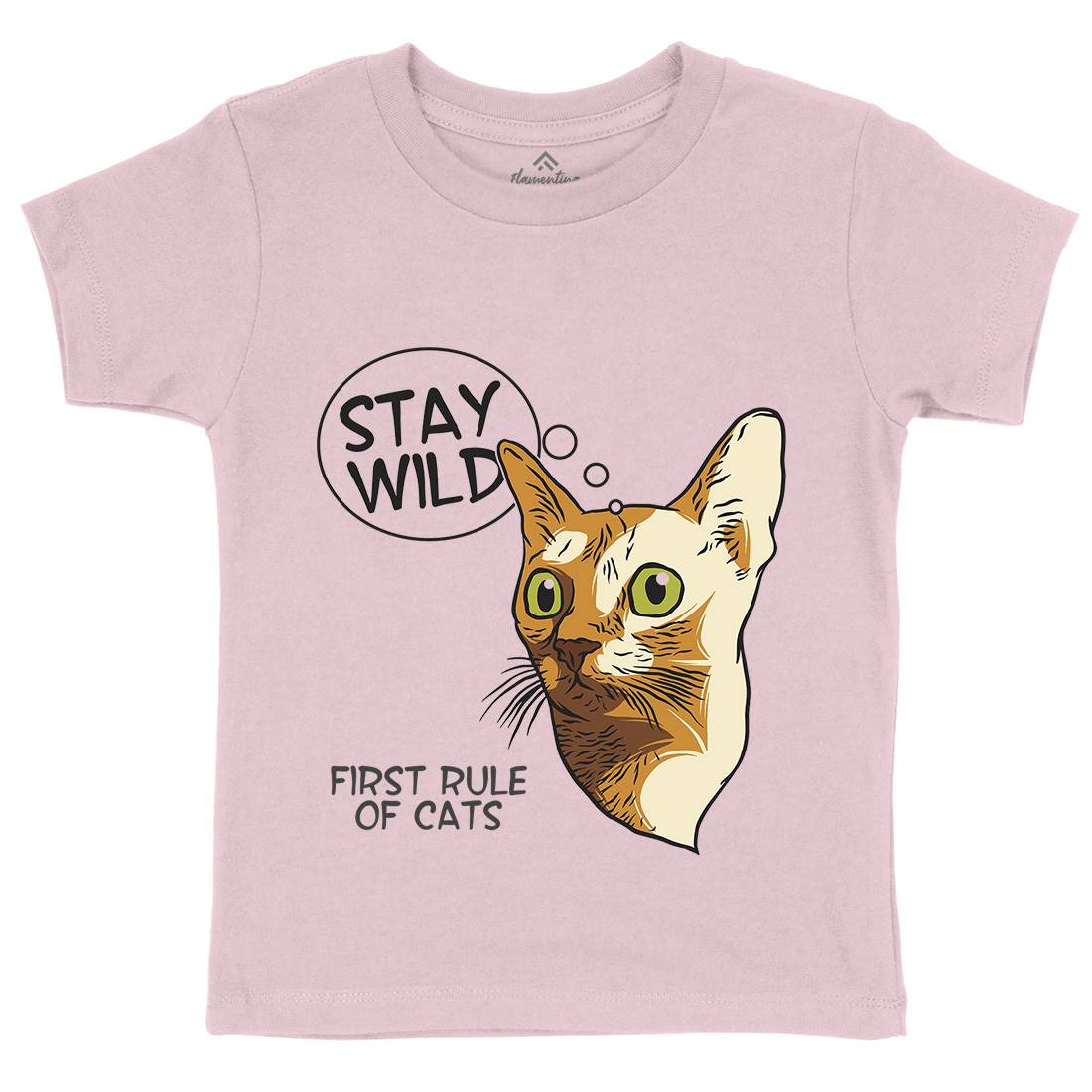 Stay Wild Cat Kids Organic Crew Neck T-Shirt Animals D983
