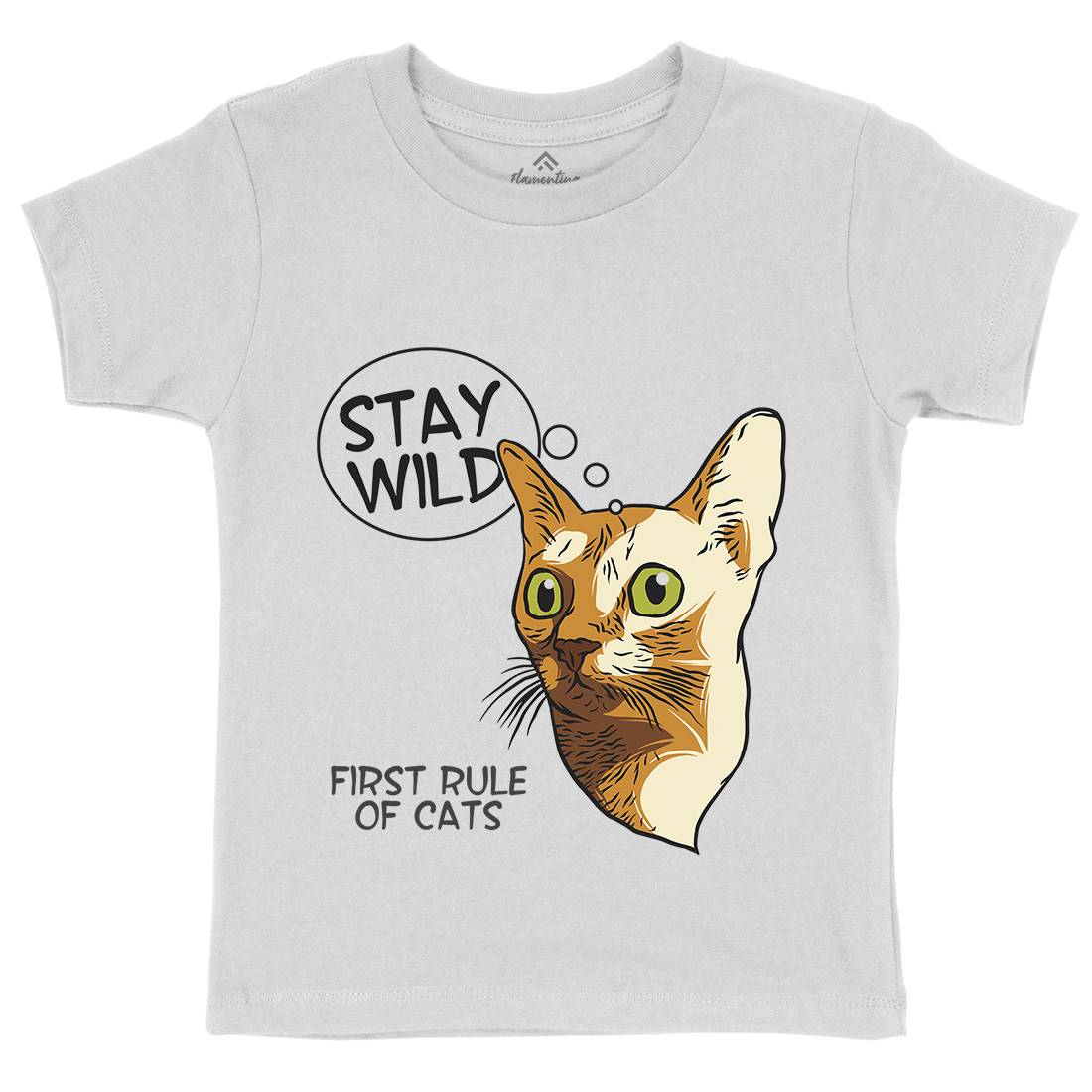 Stay Wild Cat Kids Crew Neck T-Shirt Animals D983