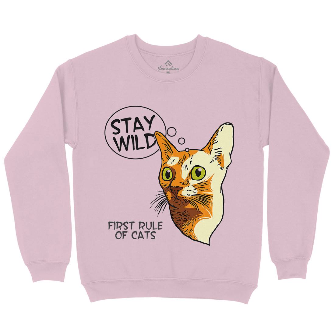 Stay Wild Cat Kids Crew Neck Sweatshirt Animals D983