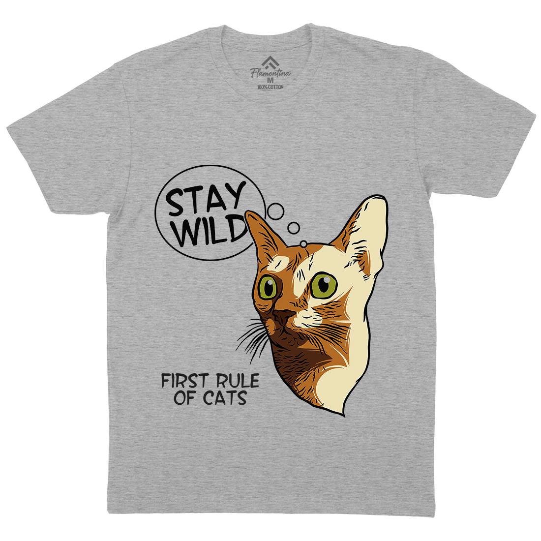 Stay Wild Cat Mens Crew Neck T-Shirt Animals D983
