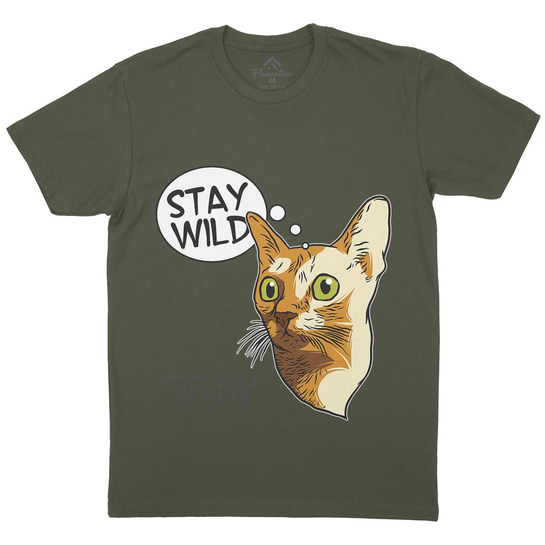 Stay Wild Cat Mens Crew Neck T-Shirt Animals D983