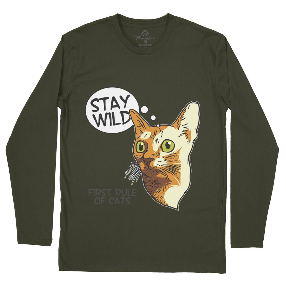 Stay Wild Cat Mens Long Sleeve T-Shirt Animals D983