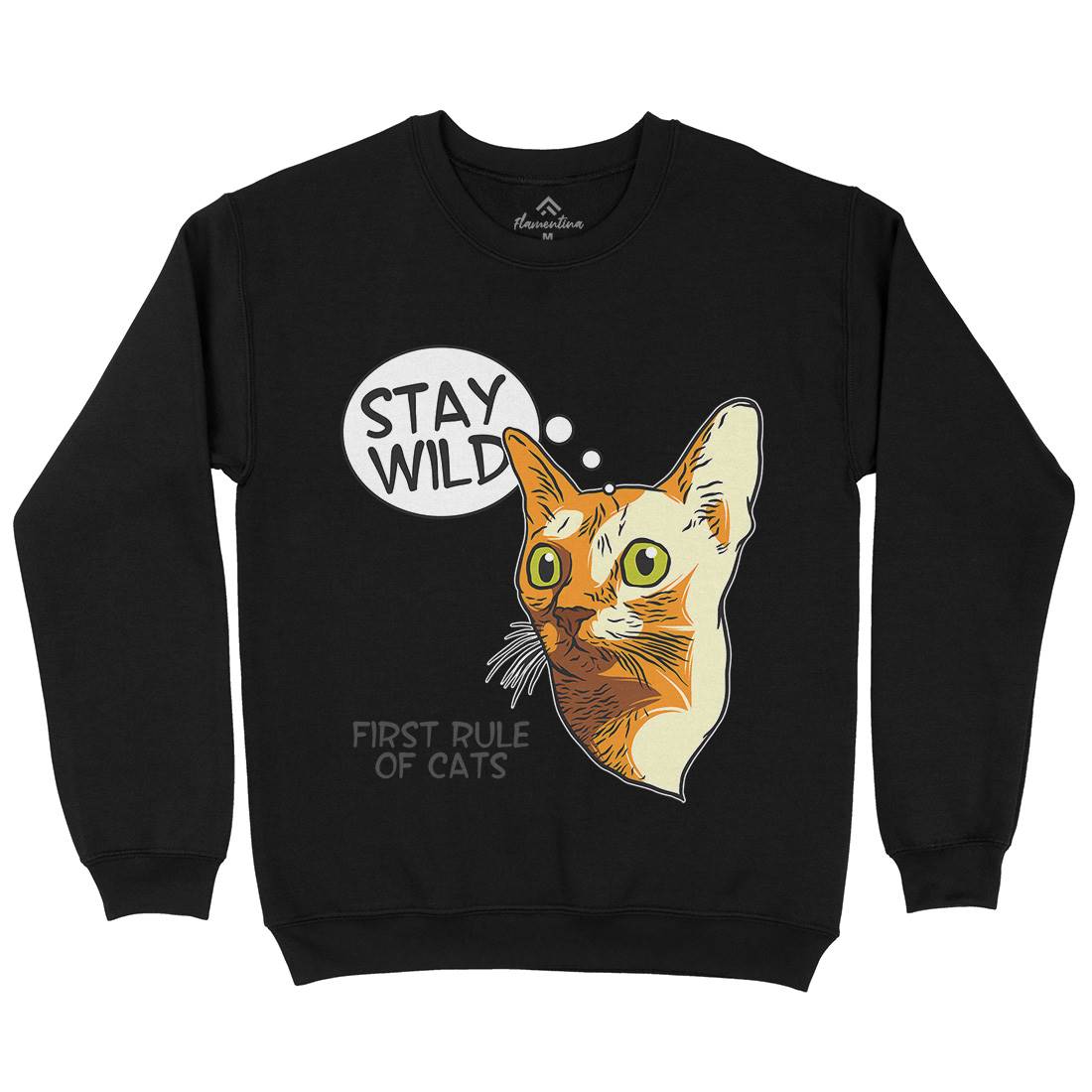 Stay Wild Cat Kids Crew Neck Sweatshirt Animals D983
