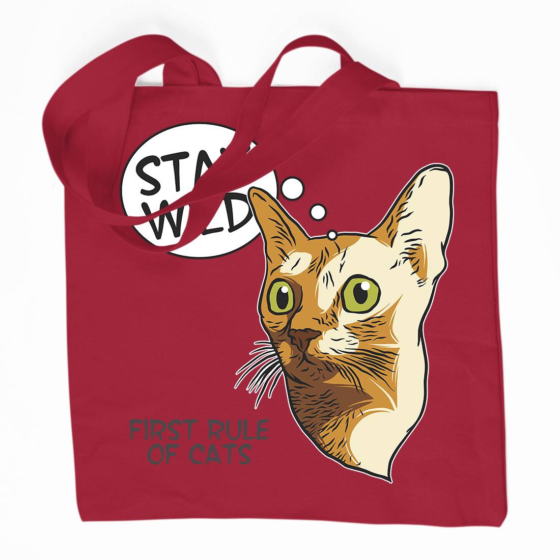 Stay Wild Cat Organic Premium Cotton Tote Bag Animals D983