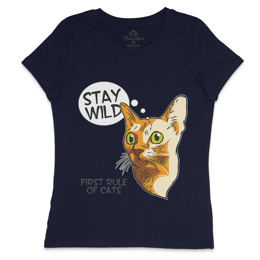 Stay Wild Cat Womens Crew Neck T-Shirt Animals D983