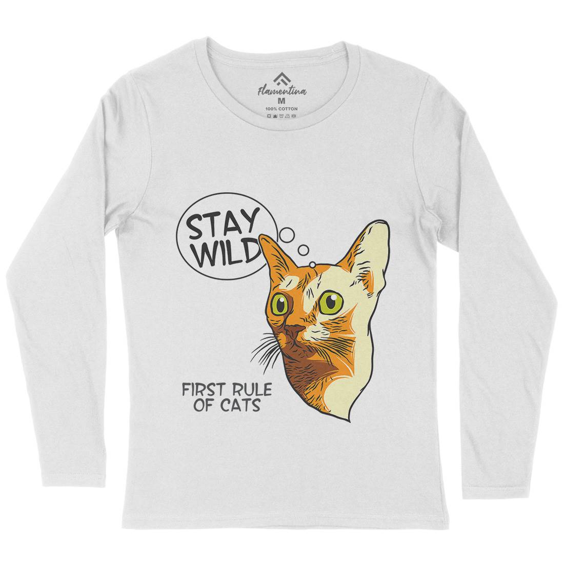 Stay Wild Cat Womens Long Sleeve T-Shirt Animals D983