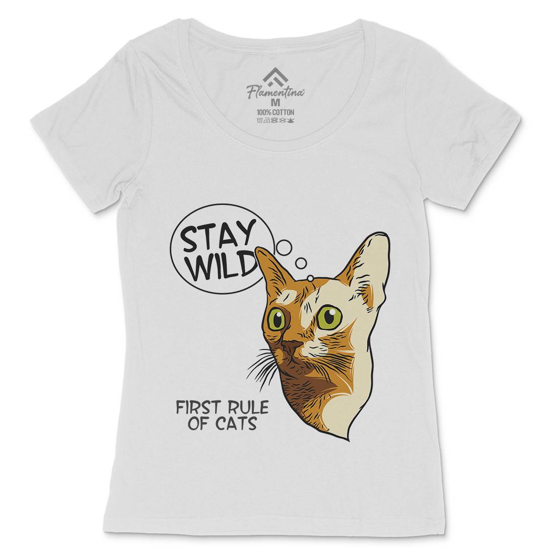 Stay Wild Cat Womens Scoop Neck T-Shirt Animals D983